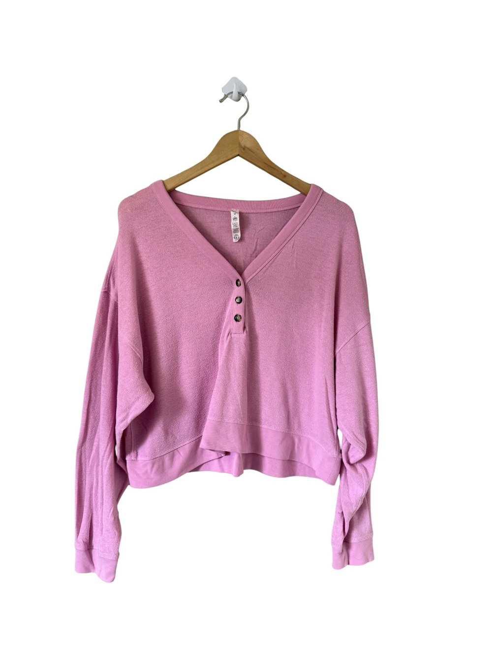 Alo - Alolux Soho Cropped Henley Long Sleeve Size Medium